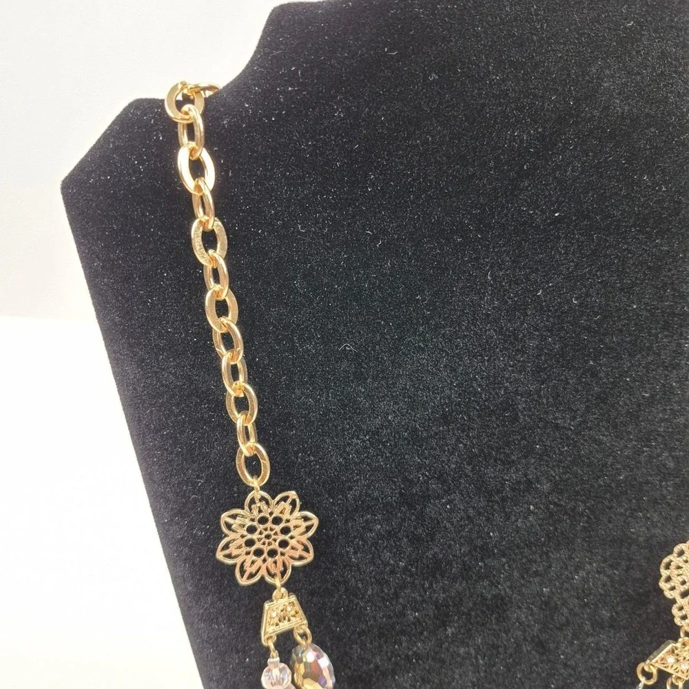 Vtg Gold Tone Filigree Necklace 28-31